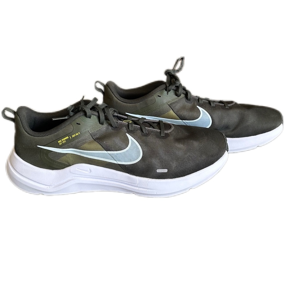 Men’s 14W Nike Downshifter 12 Running Shoe - DM0919-300 - Cargo Khaki & White